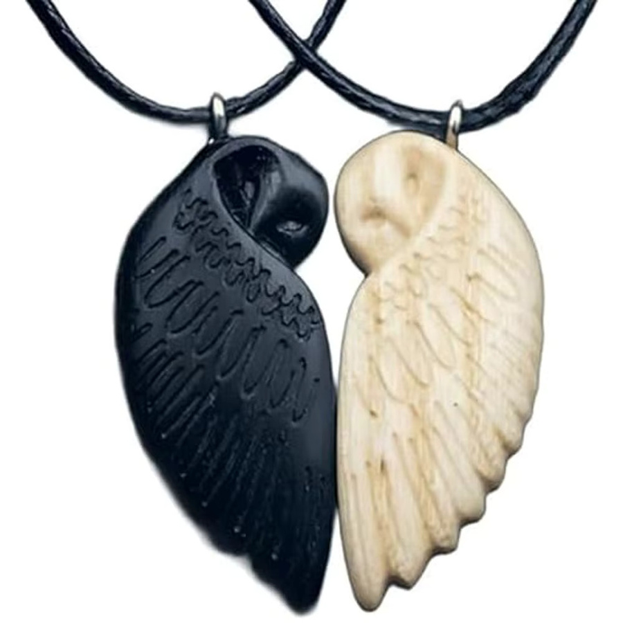 Halskette mit Eulen-Anhänger, Holz, Unisex - Bild 5