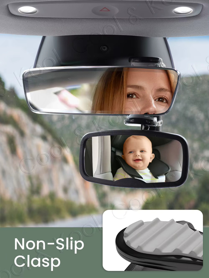 Kisslanding Babyautospiegel bruchsicher nach vorne gerichtet in Grau oder Schwarz - Bild 6