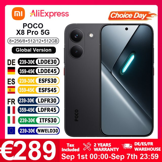 Xiaomi POCO X8 Pro 5G Smartphone mit 6,59 Zoll 120Hz AMOLED-Display, Dimensity 8500-Ultra, 6500mAh Akku und 50MP Sony IMX882 Kamera, IP68 wasserfest, Globale Version - Bild 1