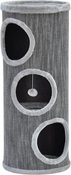 Nanook Kratztonne Tower für Katzen in Grau mit Höhle und integriertem Spielzeug, H x B x T: 100 x 40 x 40 cm - Bild 1