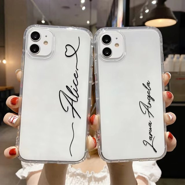 Personalisierte Samsung Handyhülle mit individuellem Namen in Transparent für verschiedene Modelle wie S25 Ultra, S24, S23, S22, S21, A55, A54, A53, A35, A34, A33, A32, A31 und A52 - Bild 1