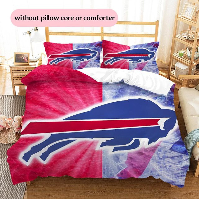 DayByDayLove Buffalo Bills Muster Bettwäsche Set mit Bettbezug und 2 Kissenbezügen, Rot, B/T/H: 240 x 220 cm - Bild 1
