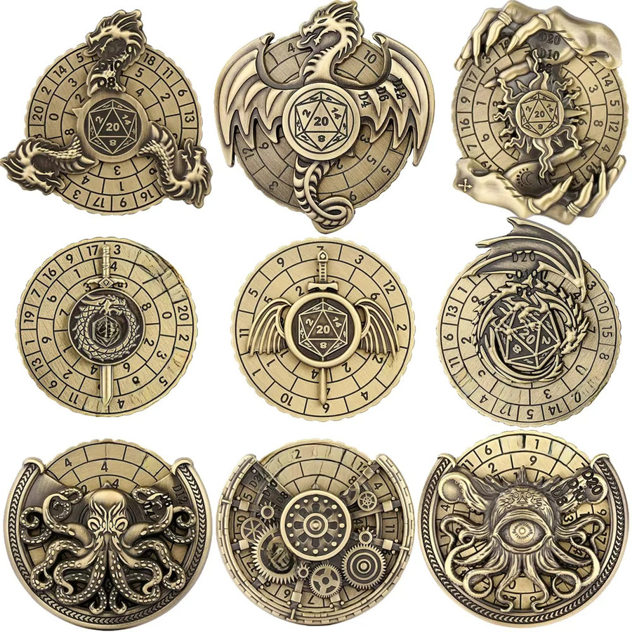 LKKCHER Würfel Spinner, 7-in-1, Metall, Bronze/Grau Schwarz, Partyspiel - Bild 5