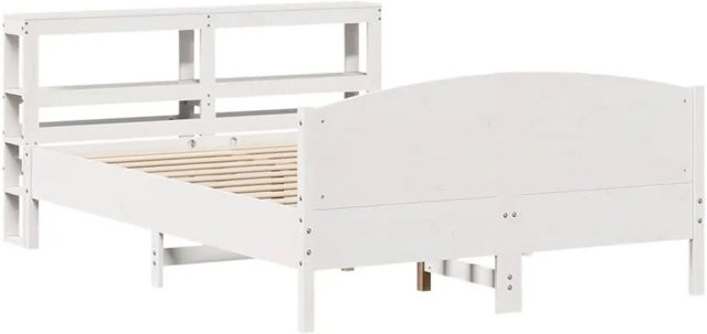 vidaXL Massivholzbett aus Kiefernholz in Weiß, rustikales Bett ohne Matratze, B/T/H: 140 x 190 x 82 cm - Bild 1
