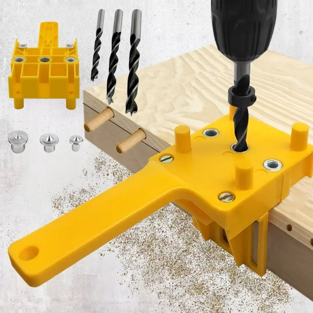 GDART Dübelvorrichtung für die Holzbearbeitung mit Metallhülsen und Bohrern passend für 6 mm, 8 mm und 10 mm Bohrführung - Bild 1