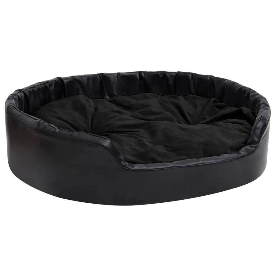 vidaXL Hundebett Sofa in Schwarz aus Kunstleder und Plüsch, B/T/H: 99 x 89 x 21 cm - Bild 2