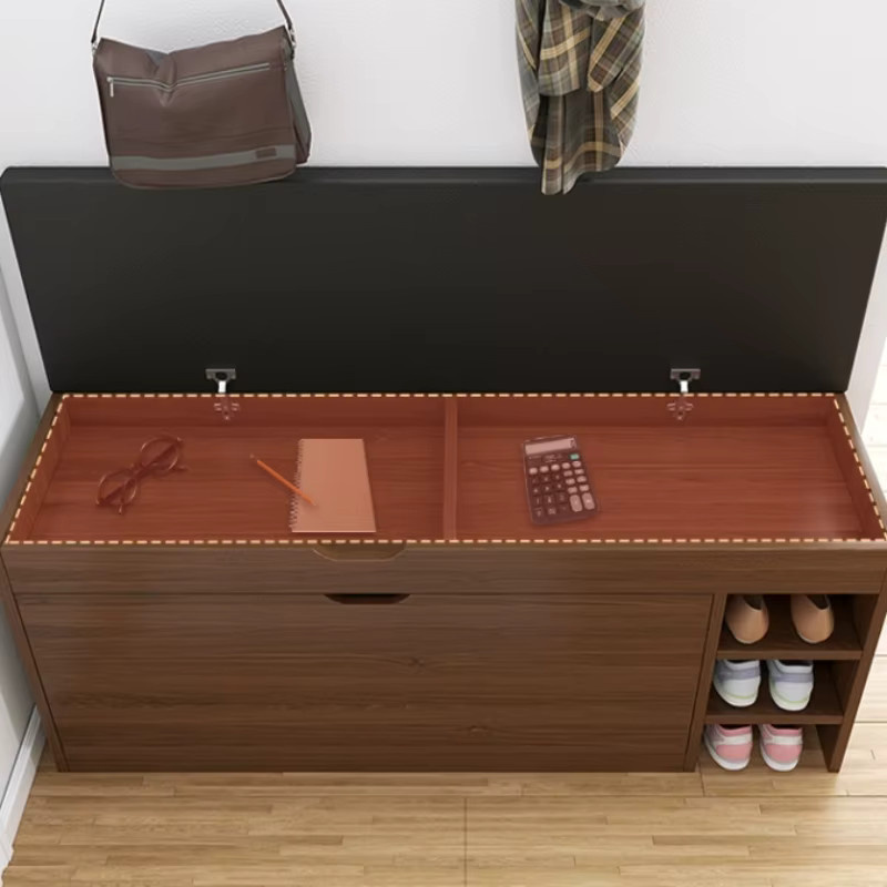 LIUSHADUOLA Schuhschrankbank aus Holz mit Sitzpolster aus Kunstleder in Grau - Bild 3