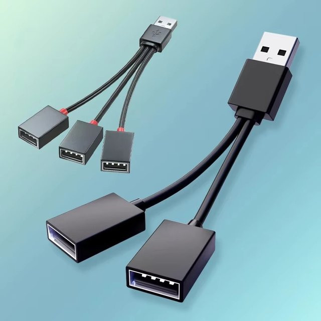 AILEHKUO USB-C 1-in-3 USB-Hub Auto-Splitterkabel als Multifunktionsadapter und Ladekabel für Telefon und Tablet, Schwarz - Bild 1