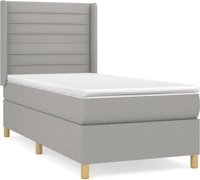 vidaXL Boxspringbett mit Matratze Hybrid-Design in Hellgrau B/T/H: 100 x 200 cm - Bild 1
