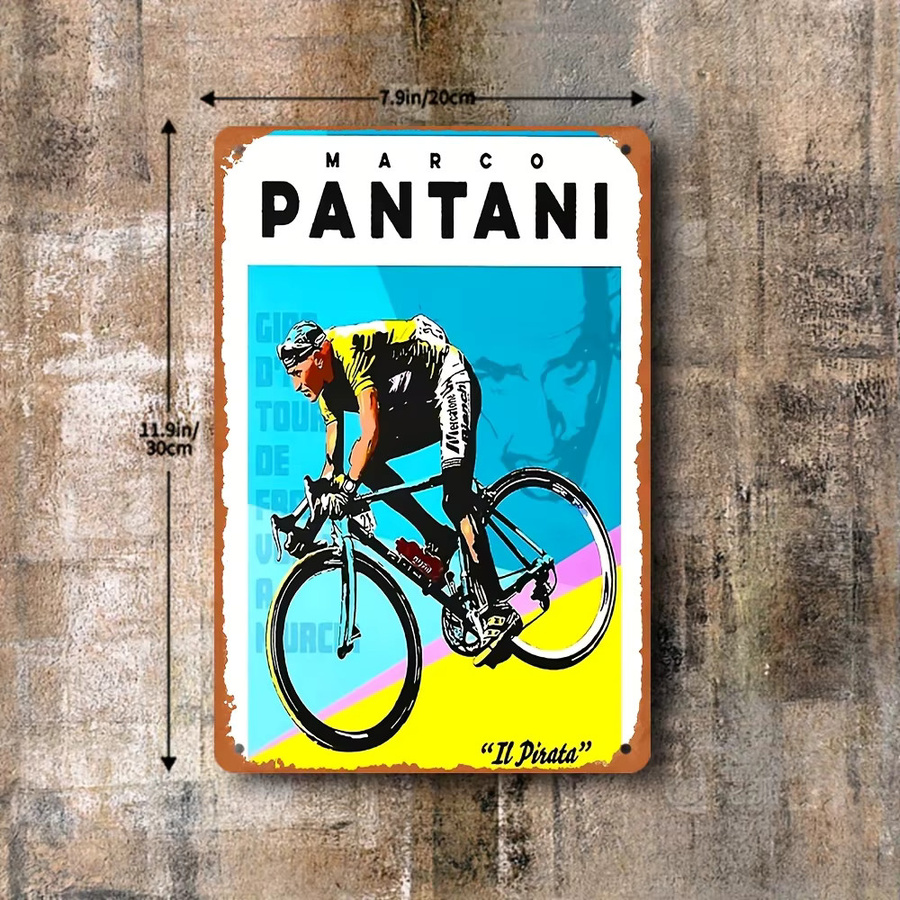 Vintage Marco Pantani Metall-Fahrradschild CIFBUY als Retro-Wanddekoration, Mehrfarbig, Breite: 20,32 cm, Höhe: 30,48 cm - Bild 2