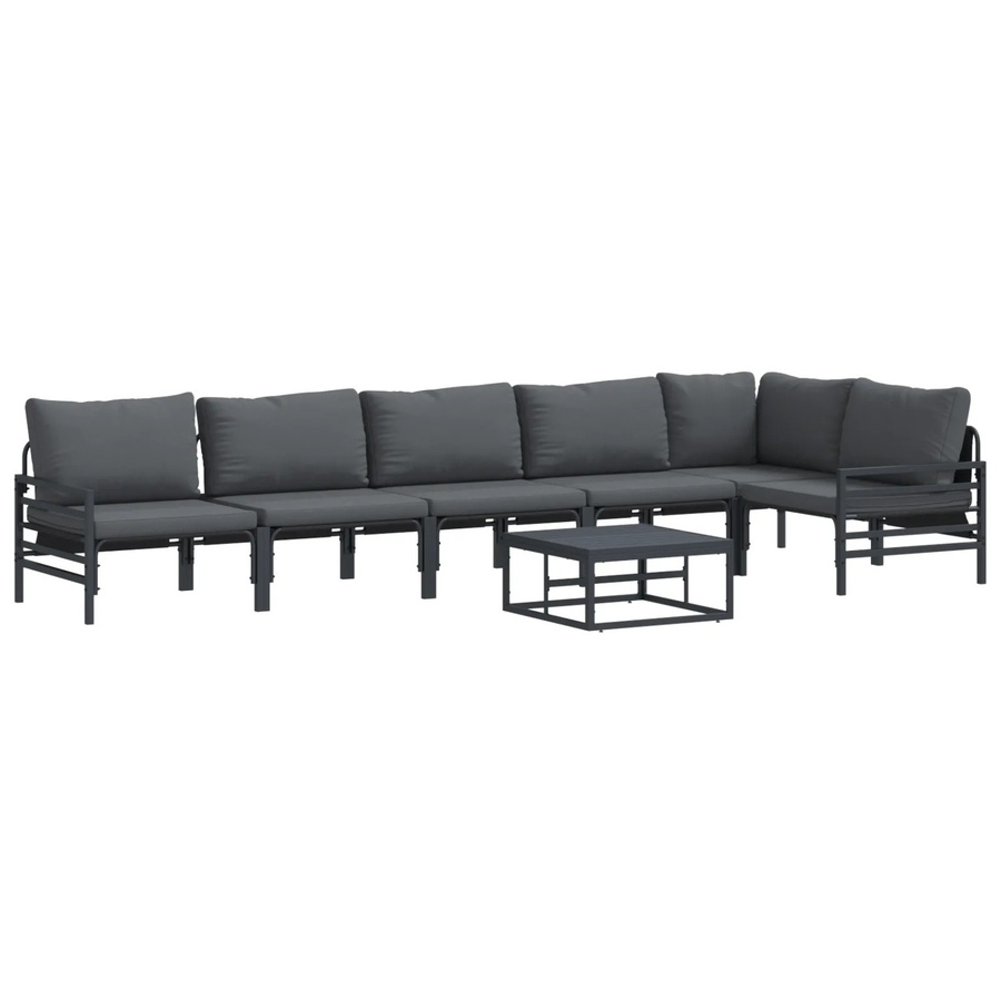 7-tlg. vidaXL Garten-Sofa-Set in Anthrazit aus pulverbeschichtetem Stahl mit UV-beständigen Polstern - Bild 2