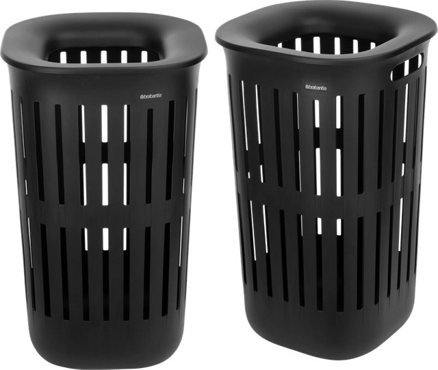 Brabantia Collect-It Wäschekorb 2er-Set mit Deckel und Griffen, Schwarz, 55 Liter - Bild 1