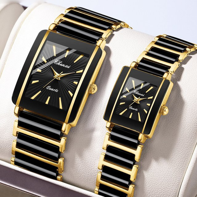 CHENXI Armbanduhr, Keramik, Gold, Quarz, Unisex, Wasserdicht - Bild 1