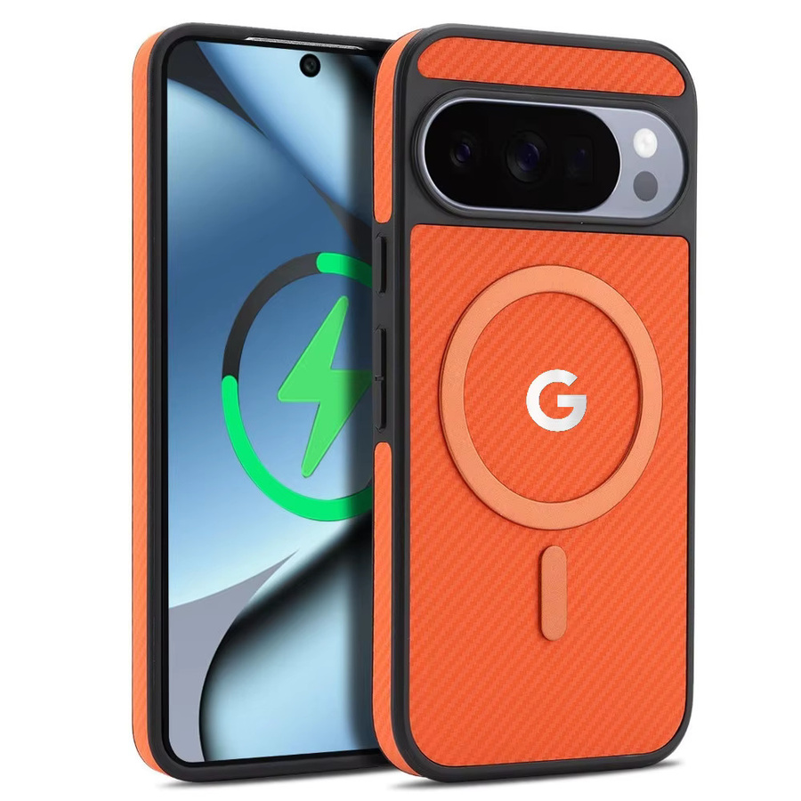 Luxuriöse MagSafe Schutzhülle im Carbon-Look aus Leder für Google Pixel 11, 10, 9 Pro XL und 10A in Schwarz - Bild 6