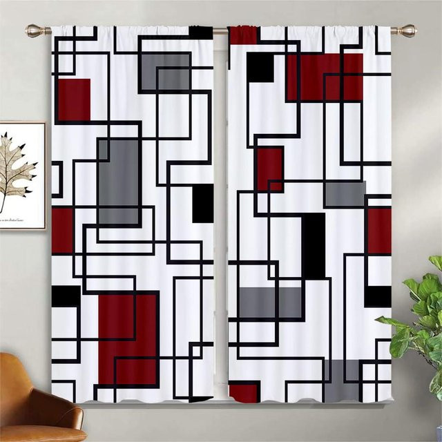 Yiran Furniture Geometrische Karovorhänge in Bunt, 2er-Set aus Polyester, halbtransparent, Breite: 50 cm, Höhe: 160 cm - Bild 1