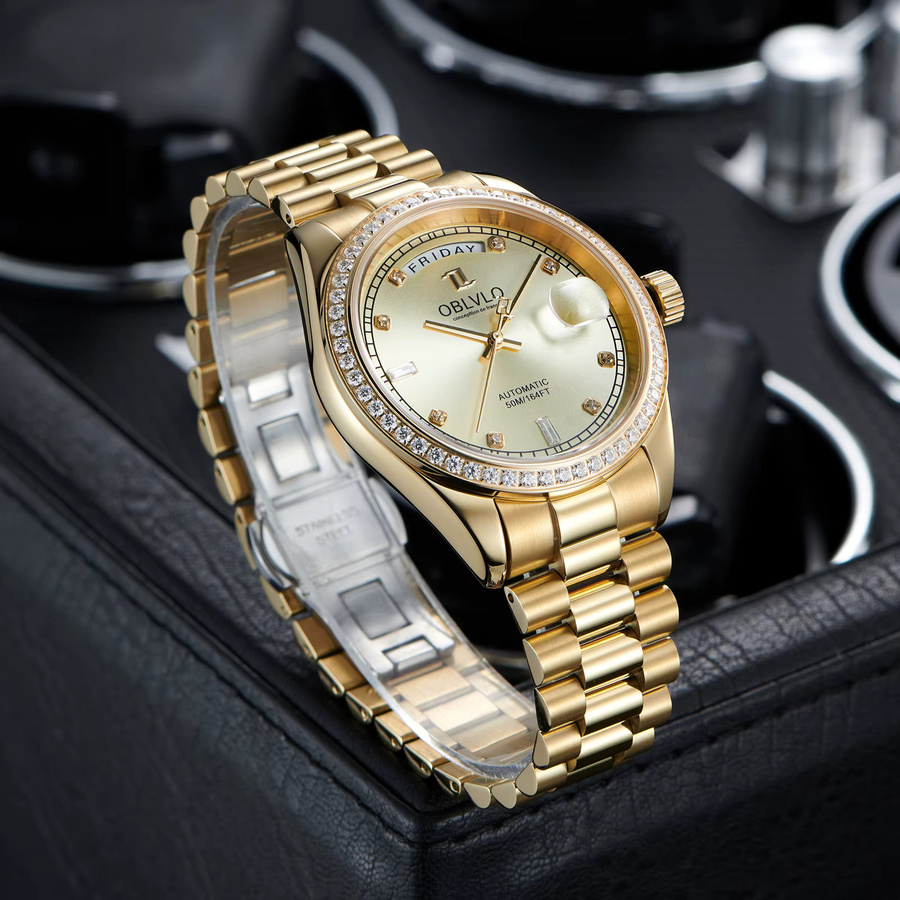 OBLVLO Armbanduhr, Automatik, Gelbgold, Diamant, Herren - Bild 2