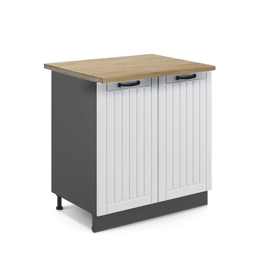 Vicco Spülenunterschrank Fame-Line in Weiß und Anthrazit mit Eiche-Optik im Landhausstil, B/T/H: 80 x 60 x 82 cm - Bild 2