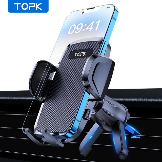 TOPK Universeller Autotelefonhalter für den Lüftungsschlitz in Schwarz, kompatibel mit iPhone 15, 14, 13 und Samsung S23 sowie allen anderen Smartphones - Bild 1