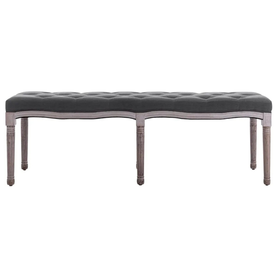 vidaXL Bank aus Massivholz mit Leinenbezug in Dunkelgrau, B/T/H: 150 x 40 x 48 cm - Bild 2