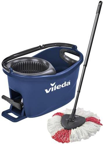 Vileda Turbo Colors Mop mit Wringer aus Mikrofaser in Rot, Weiß und Blau - Bild 1