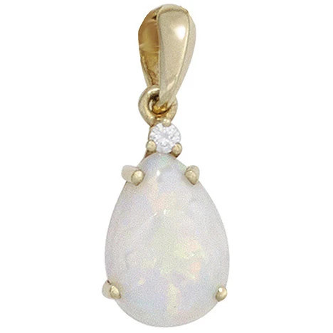 Colfem Anhänger Tropfen, 585 Gelbgold, Opal, Diamant, Damen - Bild 1