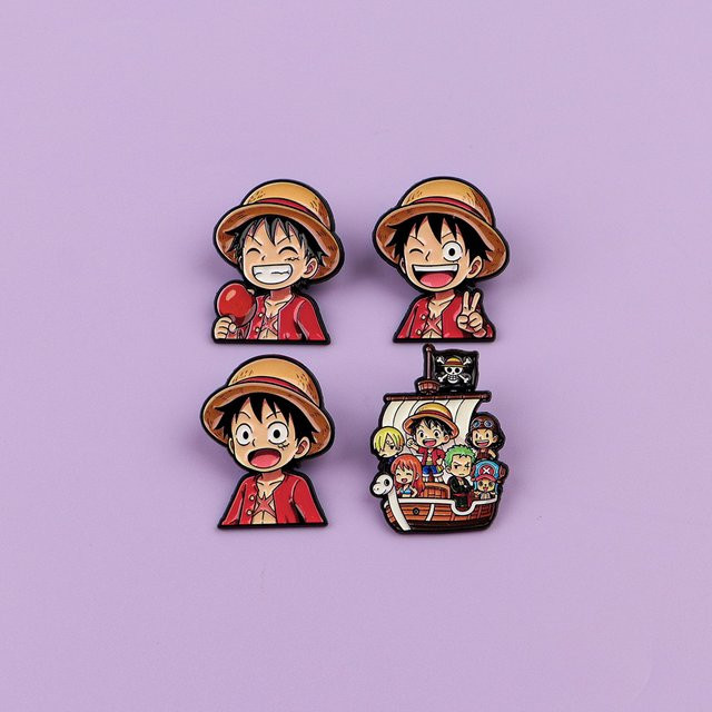 Bandai Anime-Piraten Emaille-Pin-Set, 4-teiliges Set, Metall, Bunt / Mehrfarbig - Bild 1