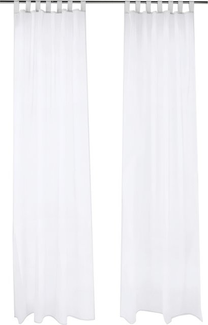 LIVARNO Vorhangschal-Set, 2-teilig, weiß, semi-transparent, Polyester - Bild 1