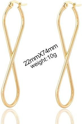 Ohrringe Edelstahl, Gold, Damen, Geometrische Nummer 8 Hoop - Bild 1