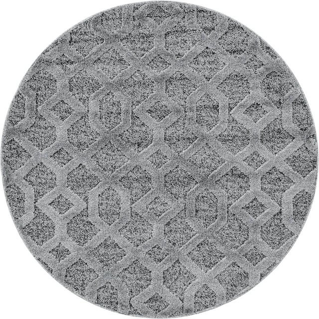 Ayyildiz Hochflorteppich Pisa Rund Grau Ø 160 cm - Bild 1