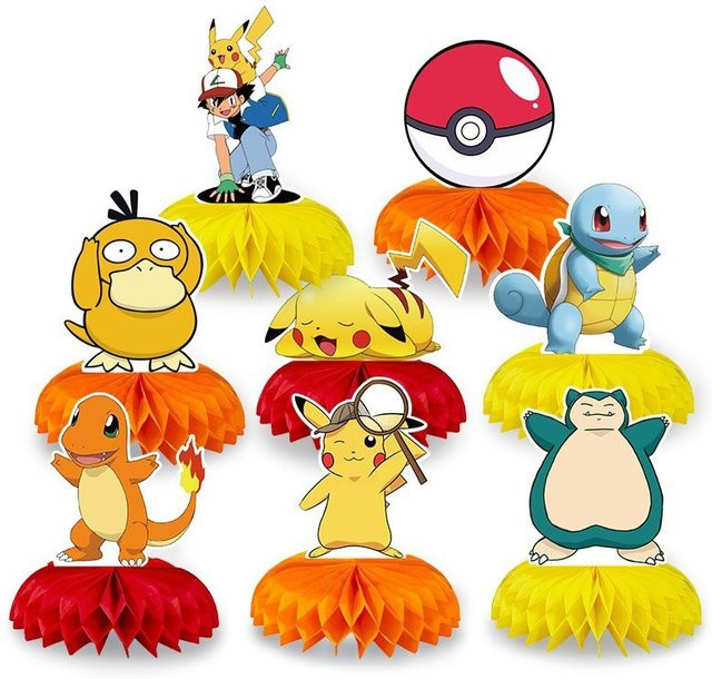 Potdemiel Pikachu Waben-Ornamente für Kindergeburtstage und Babypartys, bunt, rund, aus Papier - Bild 1