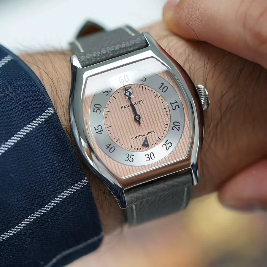 FARASUTE Armbanduhr, Automatik, Tonneau, Roségold, Leder, Herren - Bild 3