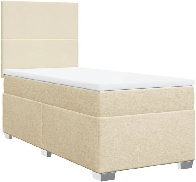 vidaXL Boxspringbett Hybrid mit Matratze und USB-Ladeport in Creme, B/T/H: 80 x 200 cm - Bild 1