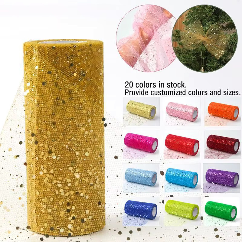 Glitzer Pailletten Tüll Rolle für DIY Handwerk und Dekoration, Breite: 15 cm - Bild 2