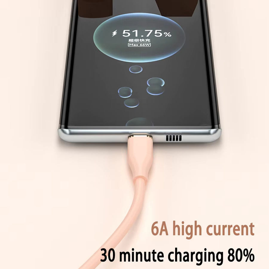 UGOURD Flüssigsilikon USB-Typ C auf C Schnellladekabel 66 W in Grün für Huawei SCP Xiaomi und iPhone 15 16 Pro Max - Bild 3