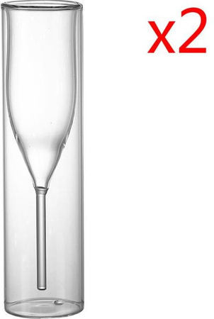 Yiran Furniture Doppelwandiger Champagnerkelch aus Glas, Transparent, 150 ml