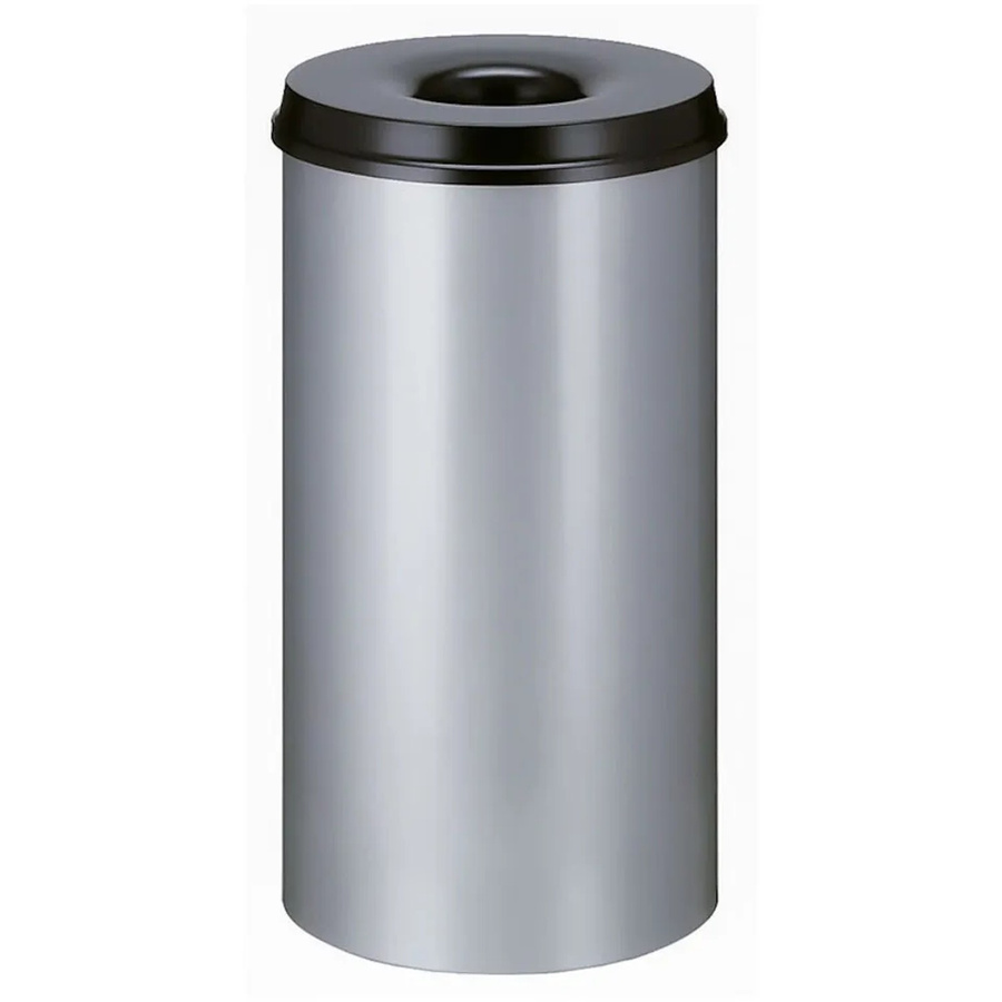 PROREGAL Selbstlöschender Papierkorb und Abfallsammler aus Metall in Grau und Schwarz, H: 63 cm, Ø: 33,5 cm - Bild 2