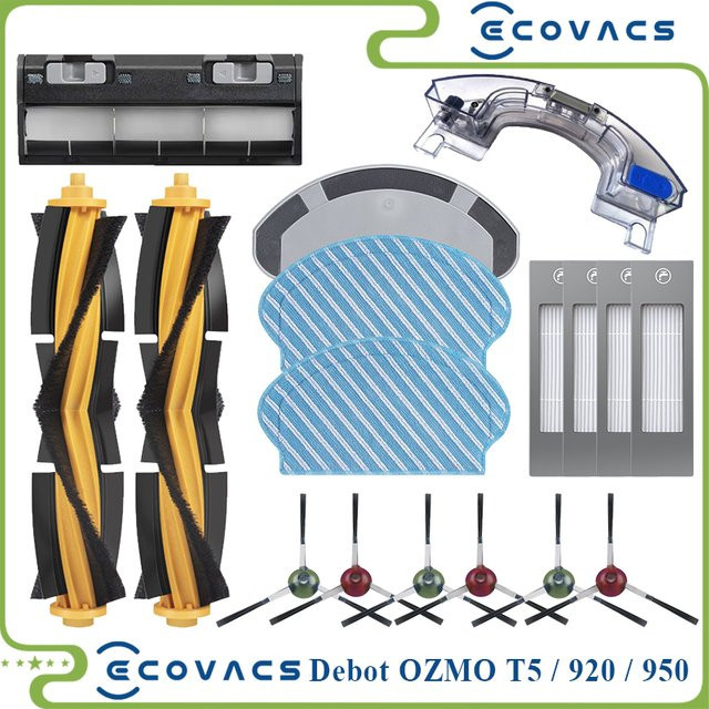 Ecovacs Deebot OZMO T5 920 950 Zubehör Set mit Hauptseitenbürste Wassertank Lenkrad Filter und Mopp in Multicolour - Bild 1