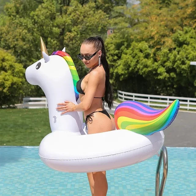 Aufblasbarer Einhorn Schwimmring aus verstärktem PVC für Kinder und Erwachsene für Pool und Strand - Bild 1