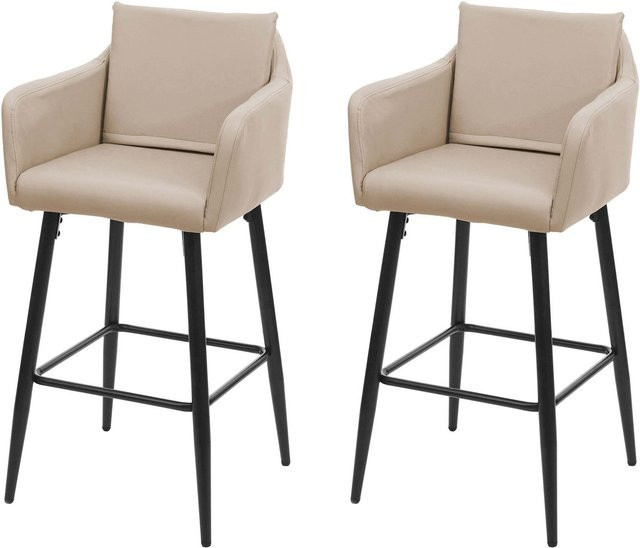 2er-Set MCW Barhocker aus Kunstleder und Metall in Beige - Bild 1