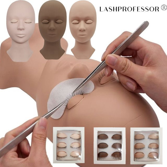 lashprofessor Silikon-Mannequin-Kopf Trainingsset, abnehmbare Augenlider - Bild 1
