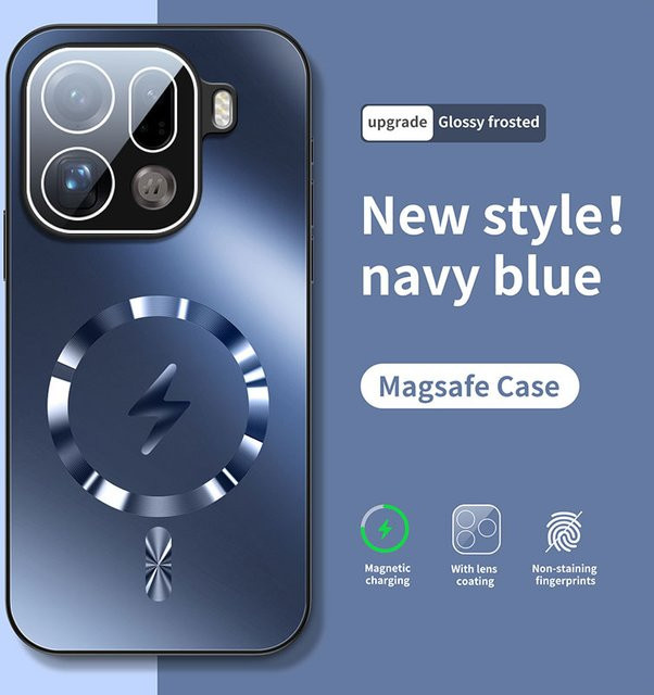 Premium Matte AG MagSafe Schutzhülle für OPPO Find X9 Pro, X8, X8s, X8s+ und Ultra in Blau mit Stoßfestem Linsenschutz - Bild 1