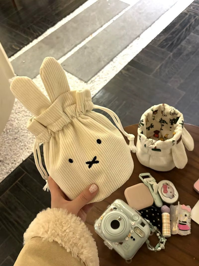 Miffy Kawaii Corduroy Bündeltasche, Aufbewahrungstasche, Kosmetiktasche - Bild 3