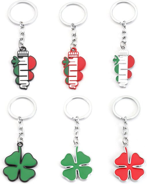 Alfa Romeo Schlüsselanhänger, Grünes Vierblättriges Kleeblatt, Unisex - Bild 1