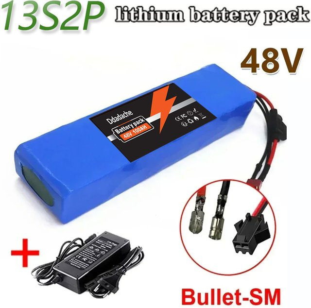13S2P 48V 100Ah Lithium-Ionen-Batterie mit BMS in Blau inklusive 48V/54,6V Ladegerät - Bild 1