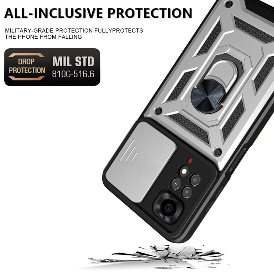 Xiaomi Armor Schutzhülle für Redmi Note 11 Pro Plus 5G und Redmi Note 11 Pro 4G 5G mit Kamera-Schutz und Auto-Halterung in Schwarz und Rot - Bild 2