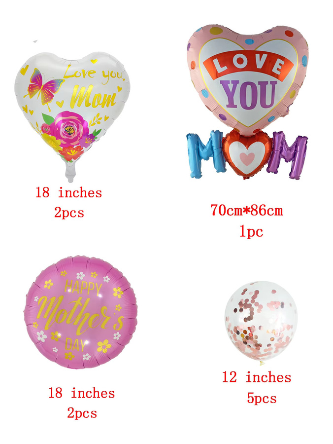10 Stück EACH PARTY Herz-Folienballons Set in Mehrfarbig für Muttertagsdekoration - Bild 2