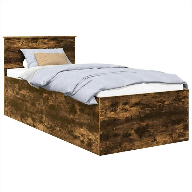 vidaXL Bettrahmen aus Holzwerkstoff in Raucheiche, Farbe Braun, B/T/H: 120 x 200 x 90 cm - Bild 1