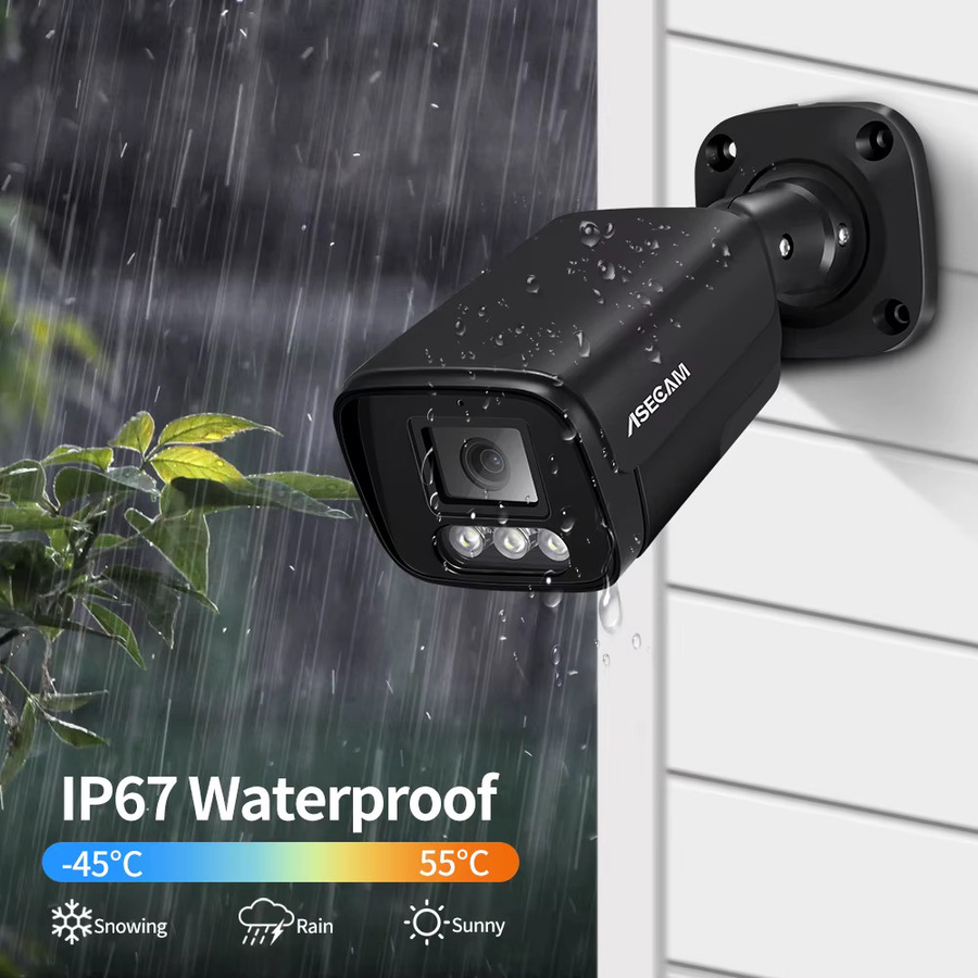 ASECAM 8MP 4K IP Überwachungskamera Outdoor mit Audio, PoE, H.265 und Menschenerkennung in Schwarz - Bild 4