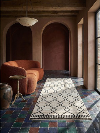 Kadima Design Läufer Kurzflor Monochrom mit Berber-Rauten, B/T: 80 x 230 cm