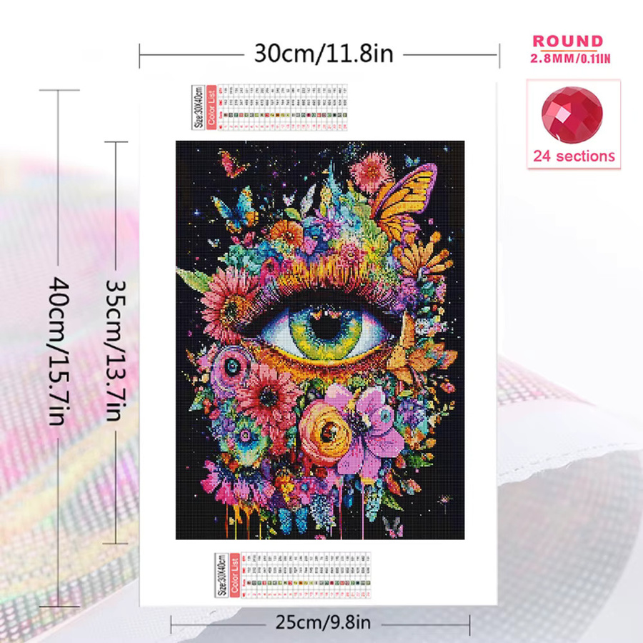 Momoart Diamantmalerei Augen-Porträt Abstrakt mit Blumen-Motiv als DIY Acryl Bastelset in Mehrfarbig, Breite: 30,0 cm, Höhe: 20,0 cm, Tiefe: 20,0 cm - Bild 2